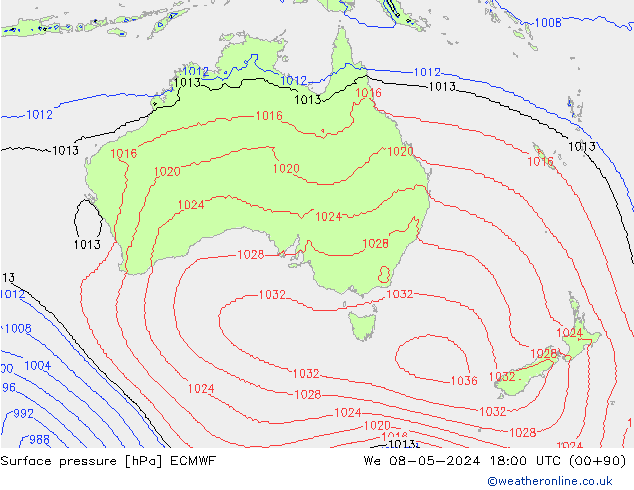 ciśnienie ECMWF śro. 08.05.2024 18 UTC