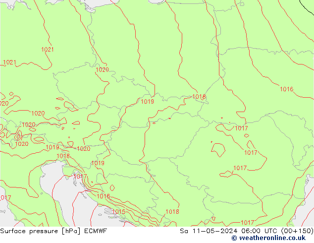 Surface pressure ECMWF Sa 11.05.2024 06 UTC
