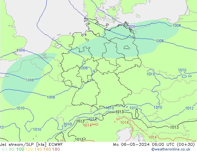 Polarjet/Bodendruck ECMWF Mo 06.05.2024 06 UTC