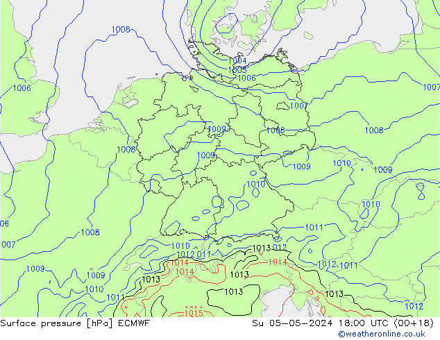 Surface pressure ECMWF Su 05.05.2024 18 UTC