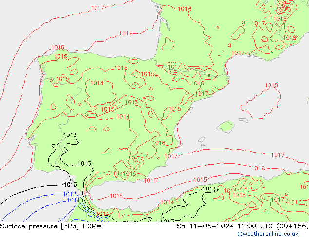 Surface pressure ECMWF Sa 11.05.2024 12 UTC