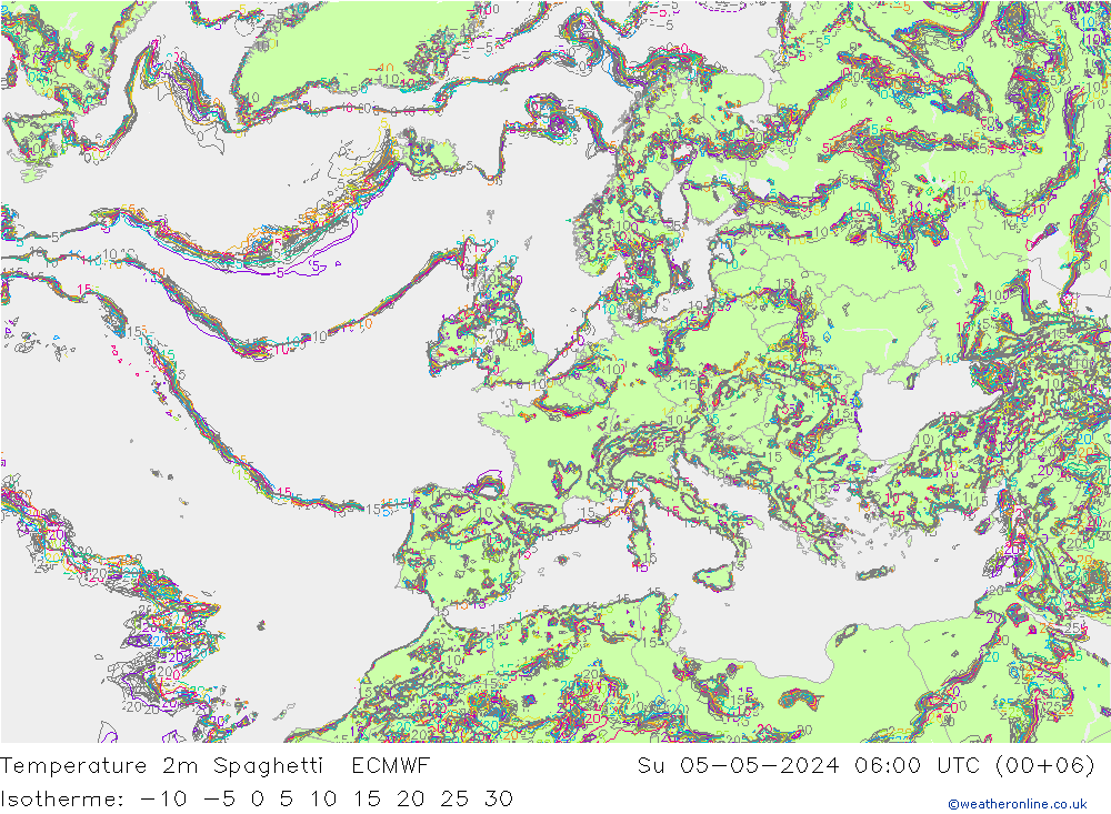 Temperaturkarte Spaghetti ECMWF So 05.05.2024 06 UTC