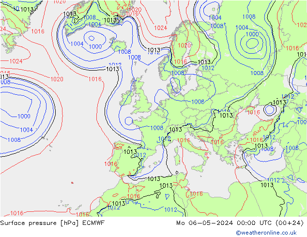 Bodendruck ECMWF Mo 06.05.2024 00 UTC