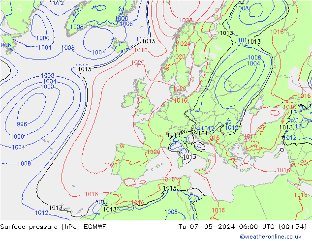 Surface pressure ECMWF Tu 07.05.2024 06 UTC