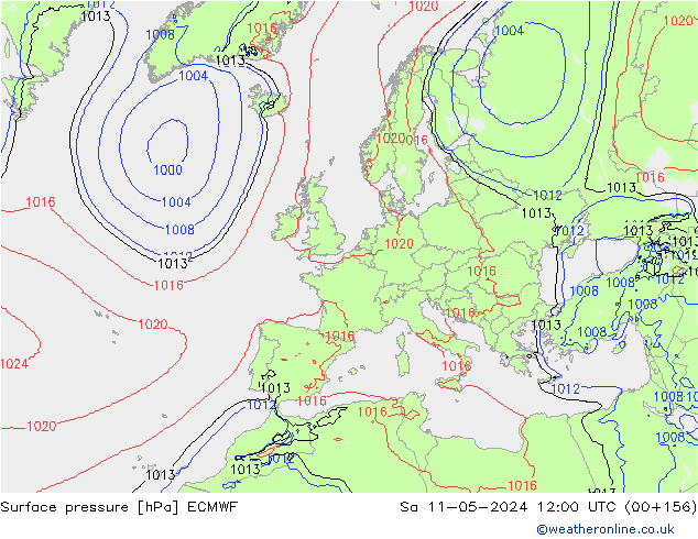 Pressione al suolo ECMWF sab 11.05.2024 12 UTC