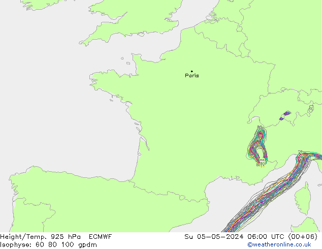 Yükseklik/Sıc. 925 hPa ECMWF Paz 05.05.2024 06 UTC