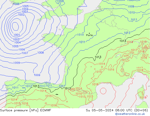 pression de l'air ECMWF dim 05.05.2024 06 UTC