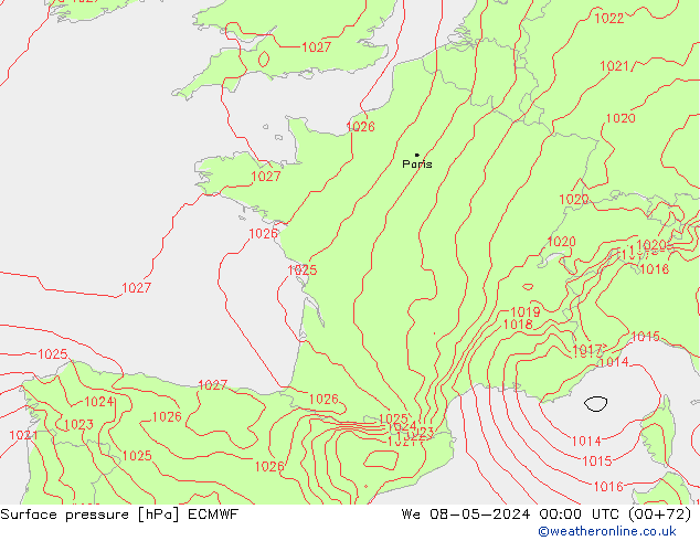 Luchtdruk (Grond) ECMWF wo 08.05.2024 00 UTC