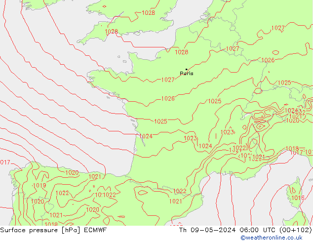 приземное давление ECMWF чт 09.05.2024 06 UTC