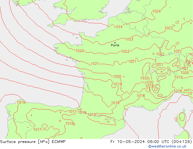 Surface pressure ECMWF Fr 10.05.2024 06 UTC