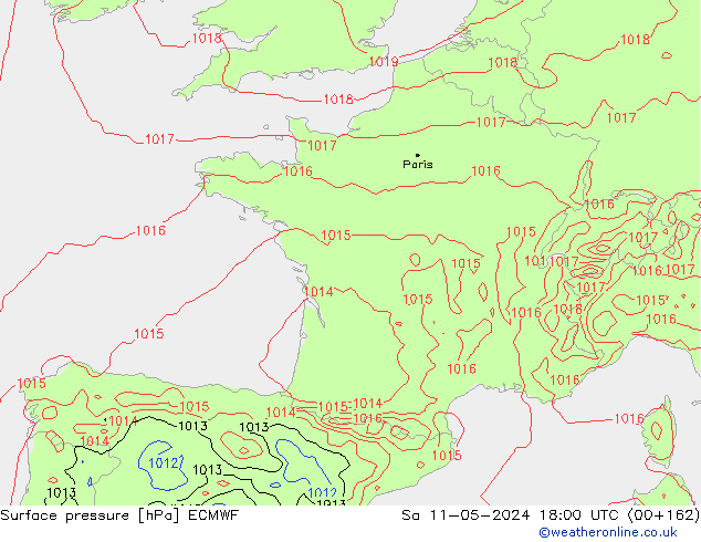 приземное давление ECMWF сб 11.05.2024 18 UTC