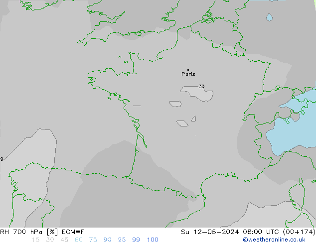 Humedad rel. 700hPa ECMWF dom 12.05.2024 06 UTC