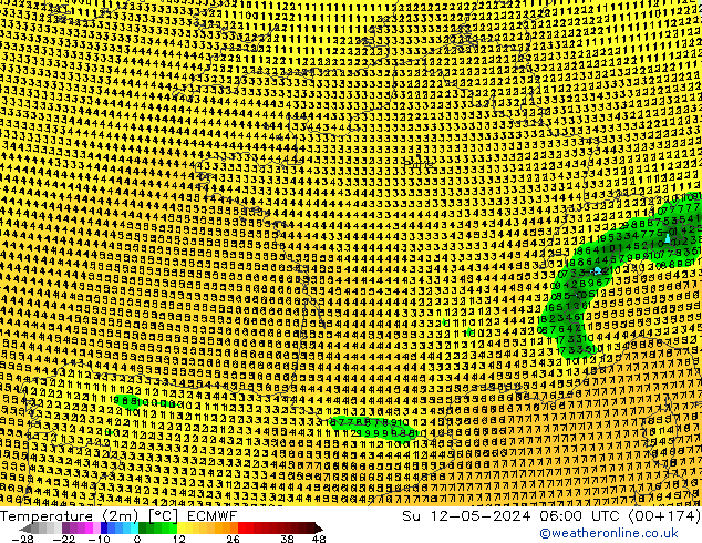 Temperature (2m) ECMWF Ne 12.05.2024 06 UTC