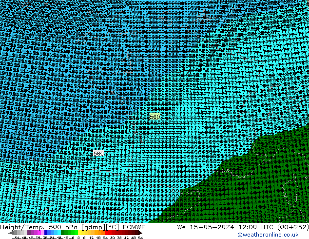 Height/Temp. 500 гПа ECMWF ср 15.05.2024 12 UTC