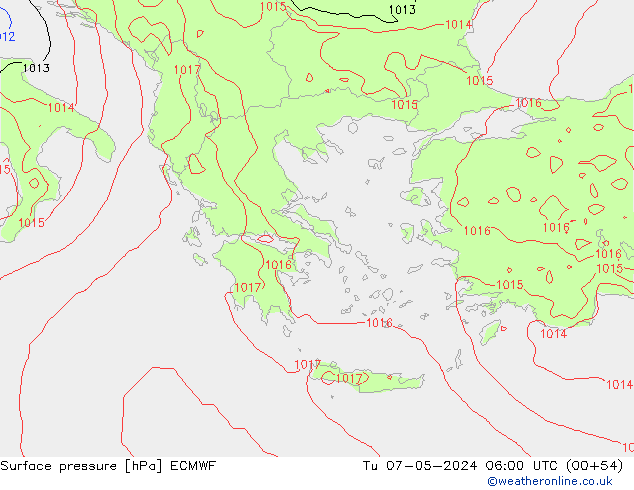 Bodendruck ECMWF Di 07.05.2024 06 UTC