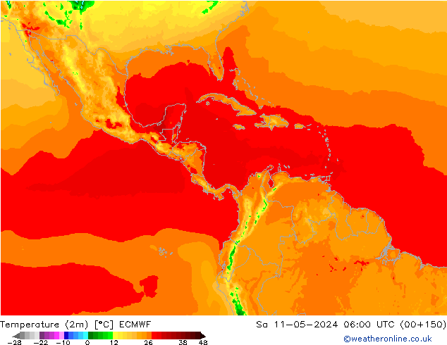 Temperatuurkaart (2m) ECMWF za 11.05.2024 06 UTC
