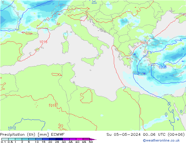 Yağış (6h) ECMWF Paz 05.05.2024 06 UTC