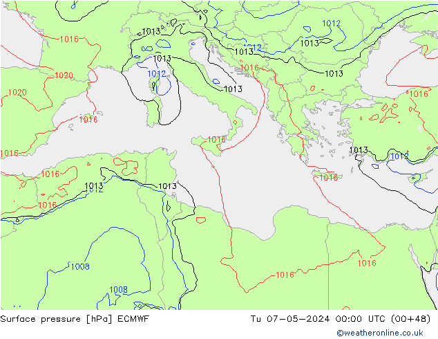 ciśnienie ECMWF wto. 07.05.2024 00 UTC