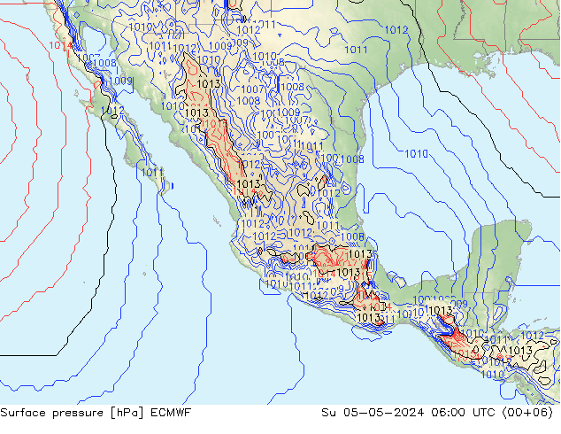 Presión superficial ECMWF dom 05.05.2024 06 UTC