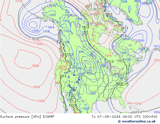 Bodendruck ECMWF Di 07.05.2024 06 UTC