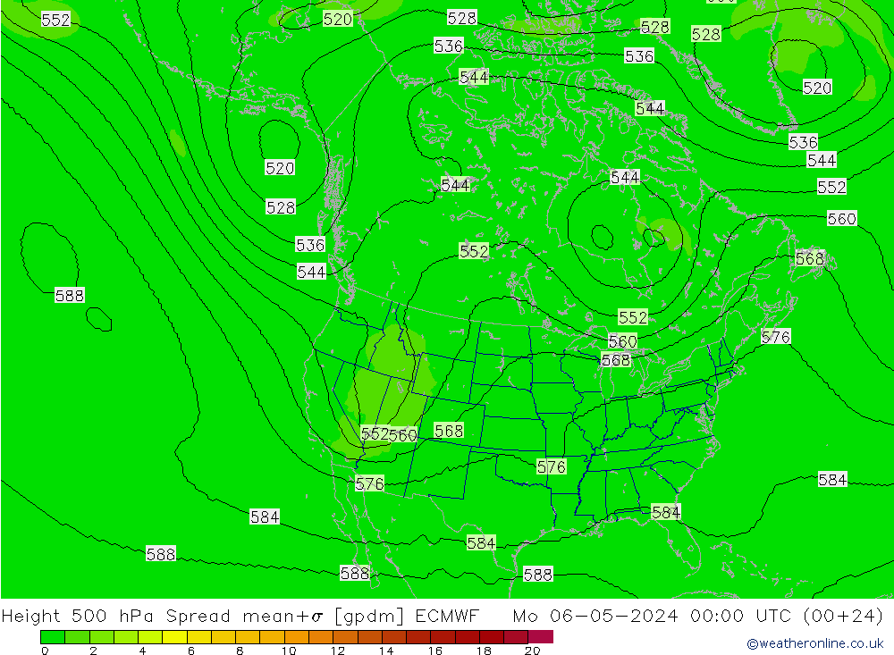 Height 500 hPa Spread ECMWF Mo 06.05.2024 00 UTC