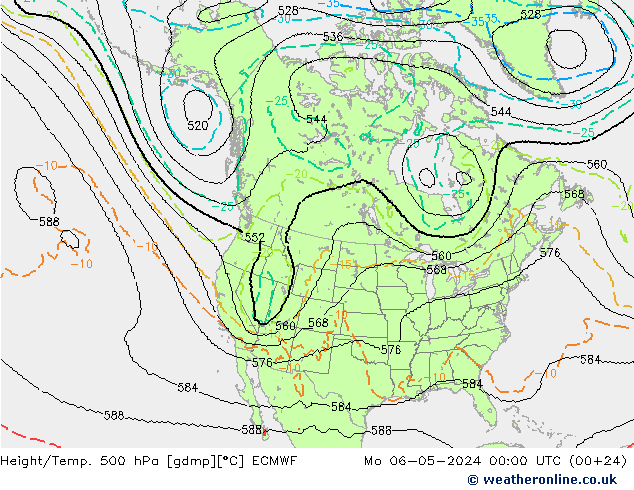 Height/Temp. 500 hPa ECMWF Mo 06.05.2024 00 UTC