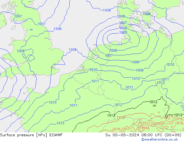 地面气压 ECMWF 星期日 05.05.2024 06 UTC