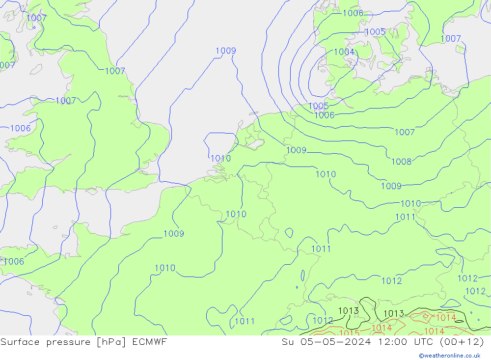 Bodendruck ECMWF So 05.05.2024 12 UTC