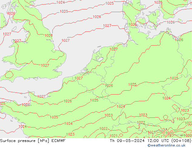 Surface pressure ECMWF Th 09.05.2024 12 UTC