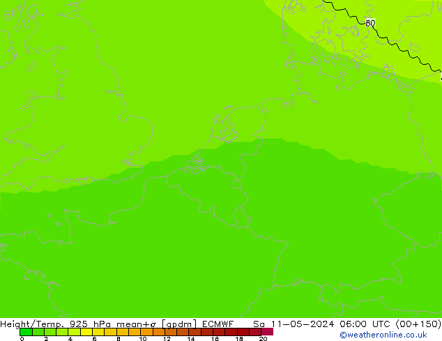 Height/Temp. 925 hPa ECMWF Sa 11.05.2024 06 UTC