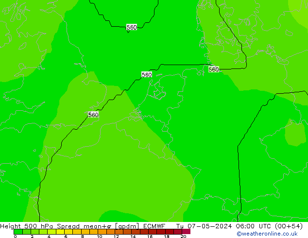 Height 500 hPa Spread ECMWF  07.05.2024 06 UTC