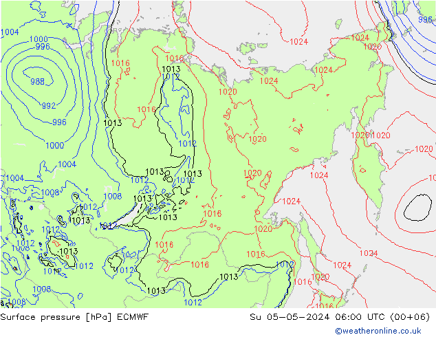 Yer basıncı ECMWF Paz 05.05.2024 06 UTC
