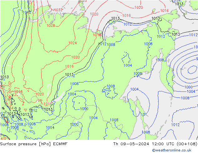 приземное давление ECMWF чт 09.05.2024 12 UTC