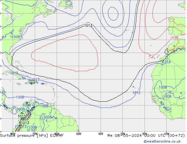 pressão do solo ECMWF Qua 08.05.2024 00 UTC