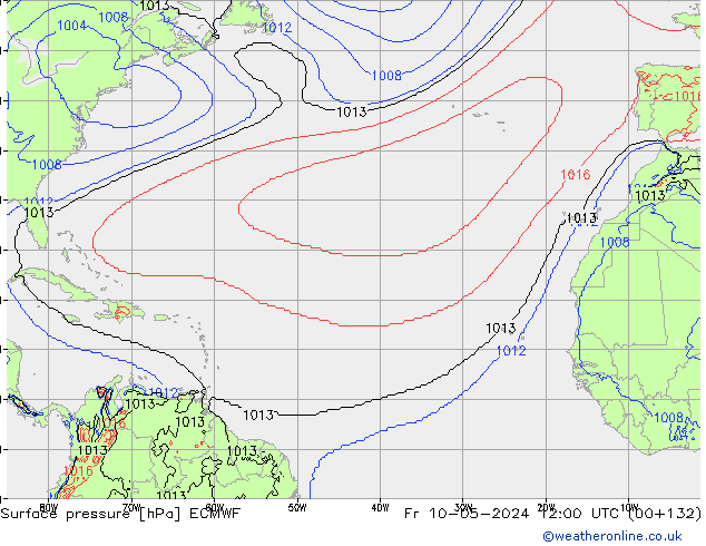 Pressione al suolo ECMWF ven 10.05.2024 12 UTC