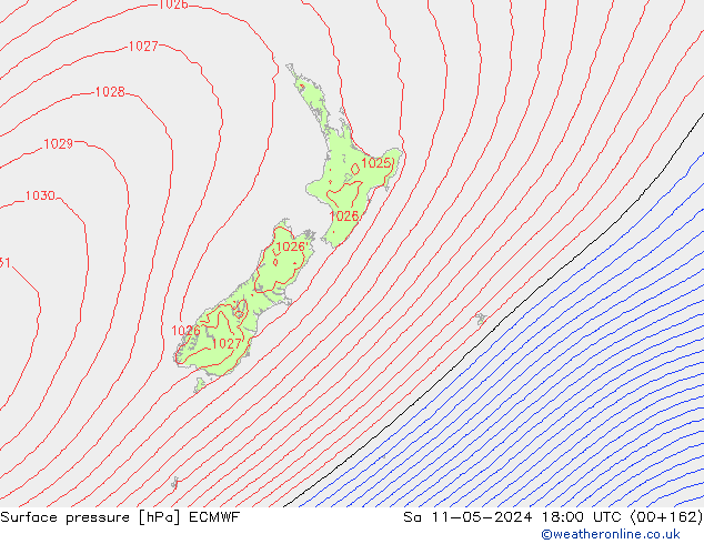 Surface pressure ECMWF Sa 11.05.2024 18 UTC