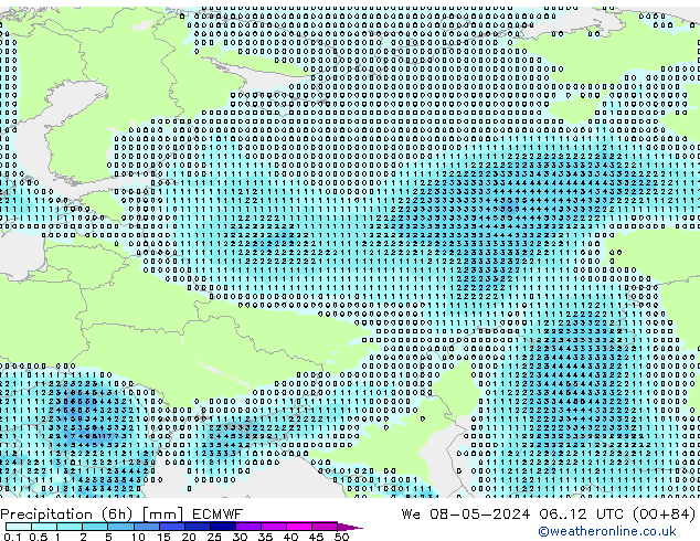 Nied. akkumuliert (6Std) ECMWF Mi 08.05.2024 12 UTC