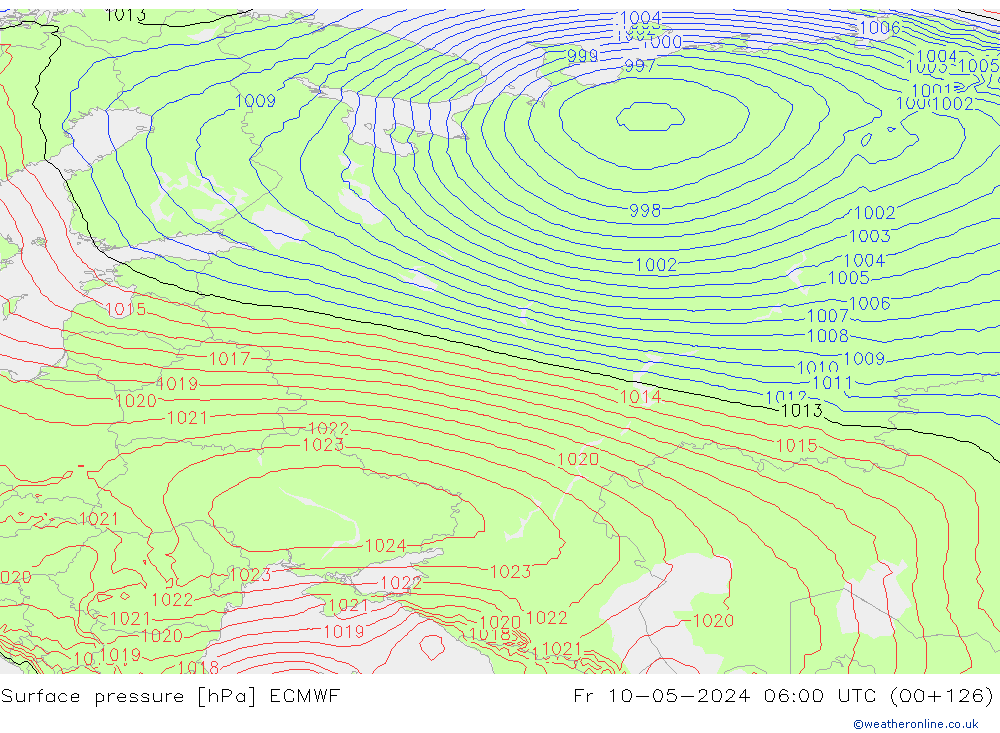 ciśnienie ECMWF pt. 10.05.2024 06 UTC