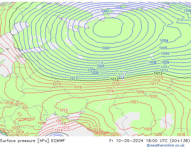 приземное давление ECMWF пт 10.05.2024 18 UTC