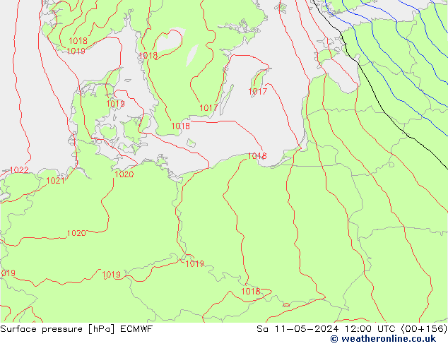 Surface pressure ECMWF Sa 11.05.2024 12 UTC