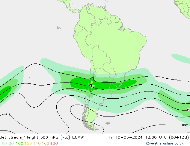 Straalstroom ECMWF vr 10.05.2024 18 UTC