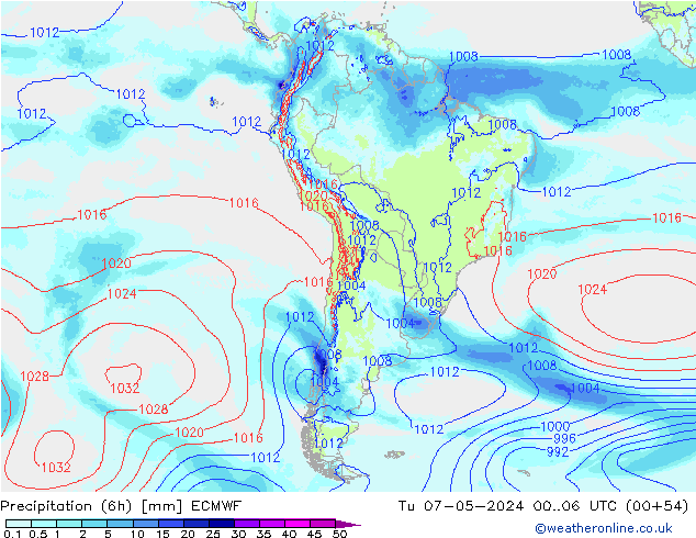 Précipitation (6h) ECMWF mar 07.05.2024 06 UTC