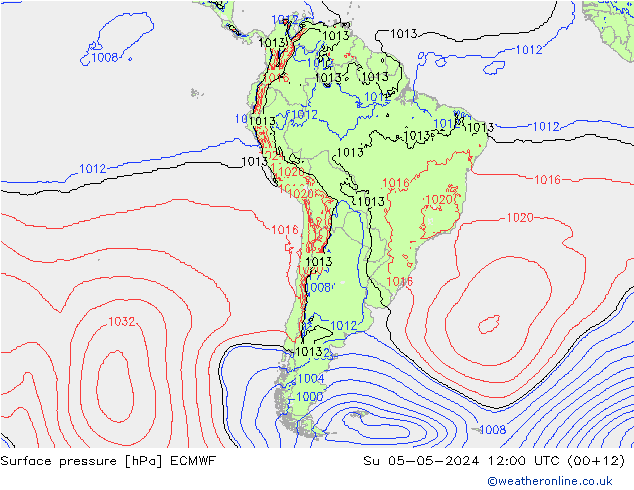 Surface pressure ECMWF Su 05.05.2024 12 UTC