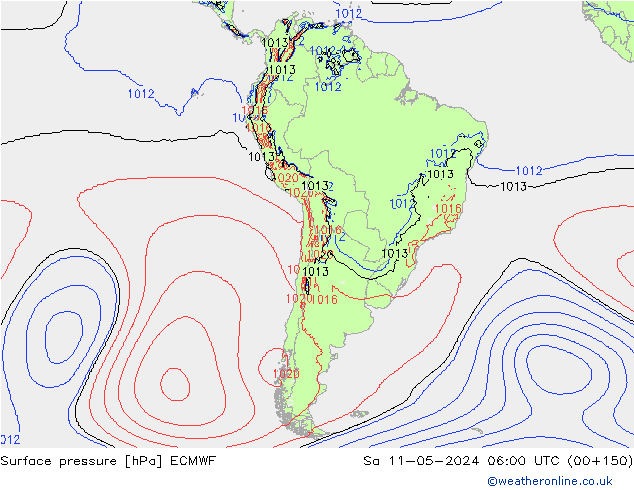 Bodendruck ECMWF Sa 11.05.2024 06 UTC