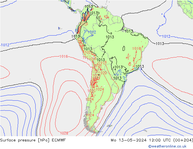 pression de l'air ECMWF lun 13.05.2024 12 UTC