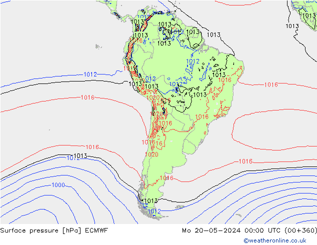 Surface pressure ECMWF Mo 20.05.2024 00 UTC