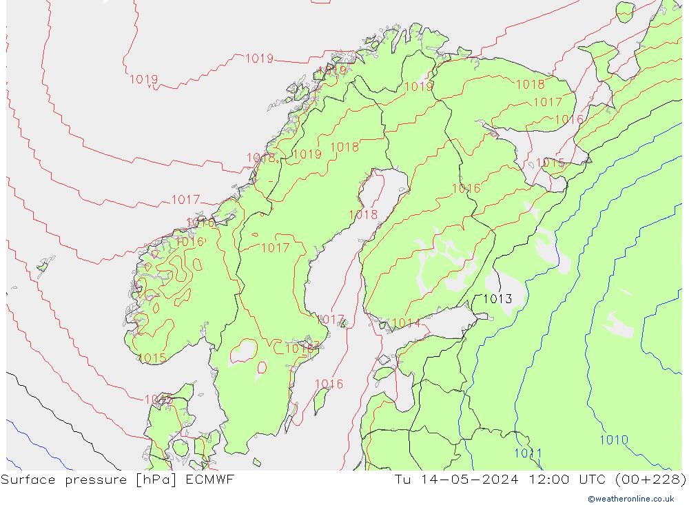 ciśnienie ECMWF wto. 14.05.2024 12 UTC