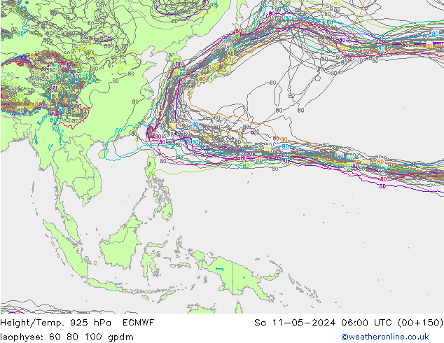 Géop./Temp. 925 hPa ECMWF sam 11.05.2024 06 UTC