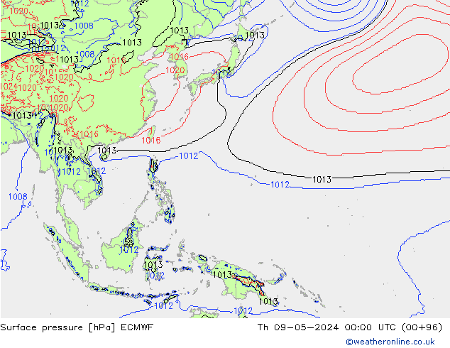 Pressione al suolo ECMWF gio 09.05.2024 00 UTC