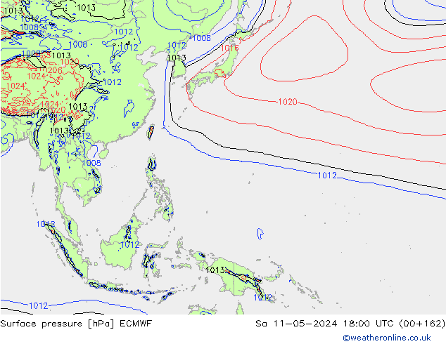 Atmosférický tlak ECMWF So 11.05.2024 18 UTC